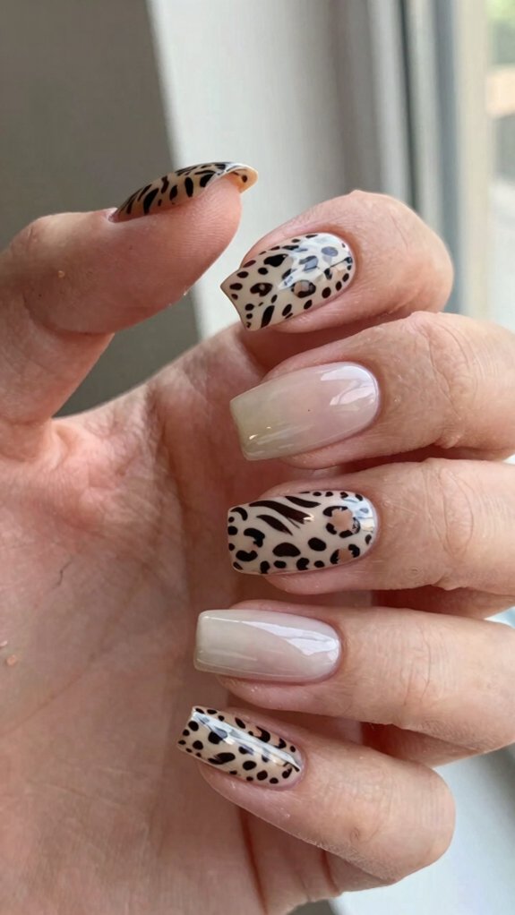 Animal Print Nail Designs That Feel Stylish Instead of Overdone 7 neutral nude leopard micro accents