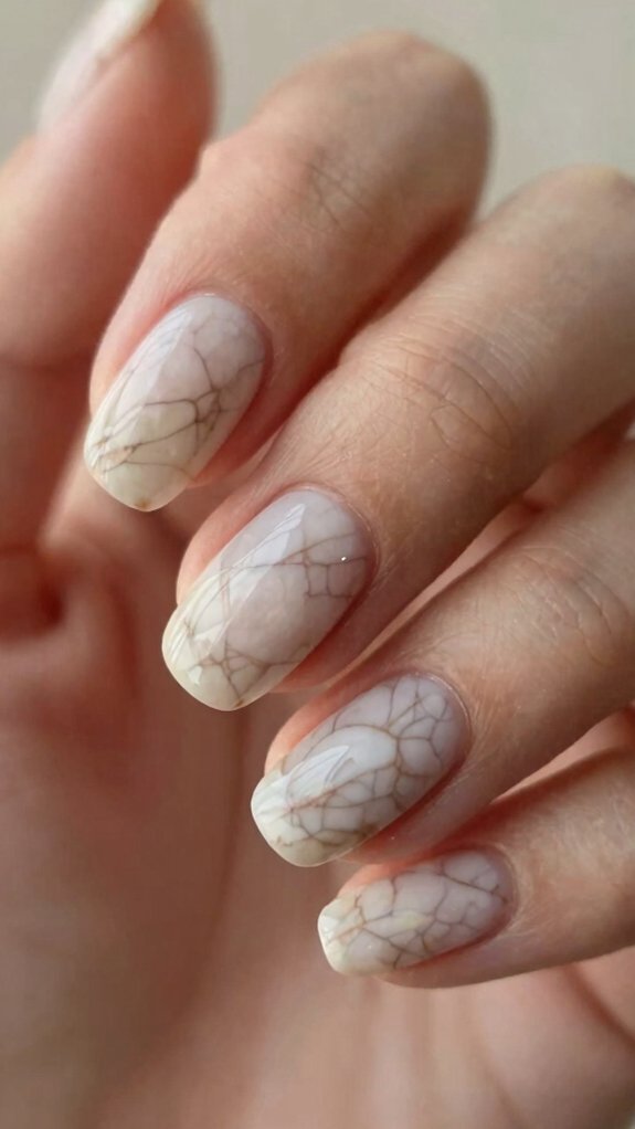 17 Short Nail Designs That Prove Less Really Is More 11 neutral nude marble swirls