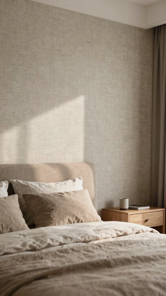 15 Modern Accent Wall Bedroom Ideas for a Cozy Retreat 11 neutral textured accent wallpaper