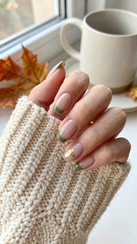 Short Fall Nail Designs That Feel Cozy, Chic, and Easy to Wear 5 olive press on dirty martini nails