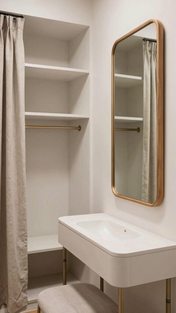 15 Modern Dressing Room Design Ideas for Every Home Size 17 open center calm storage