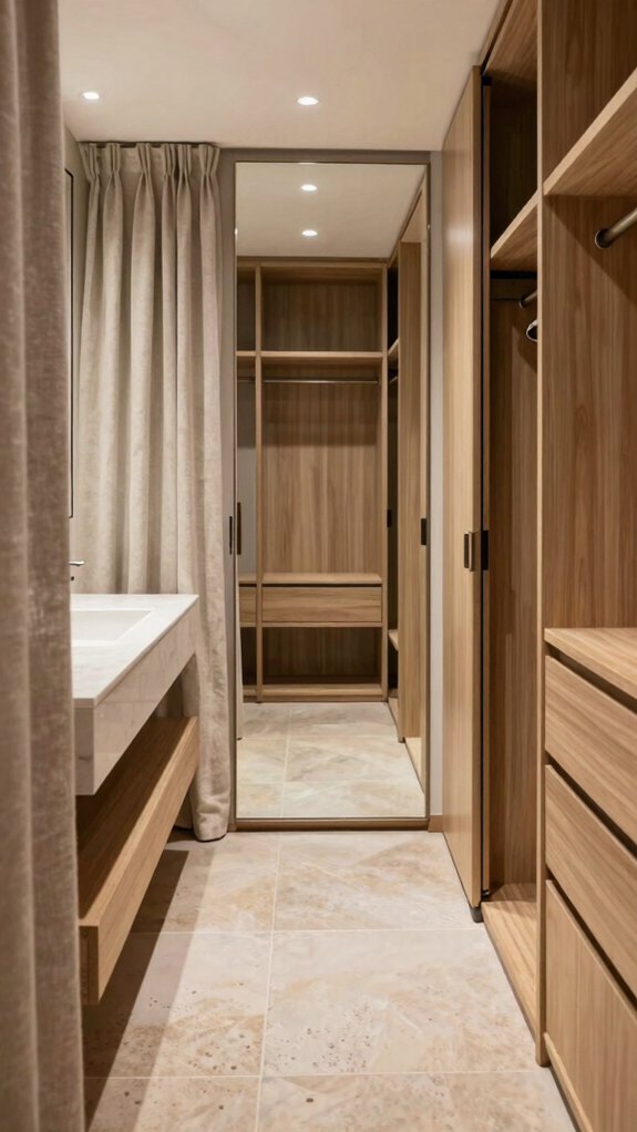 15 Modern Dressing Room Design Ideas for Every Home Size 16 open center wall storage flow
