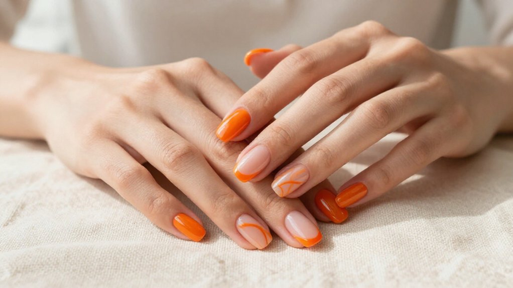 orange nail art pop color