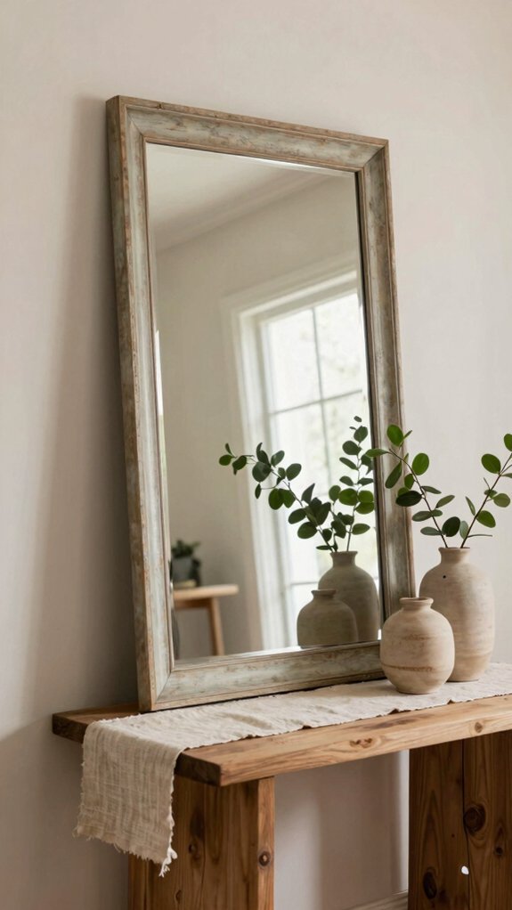 oversized leaning entry mirror