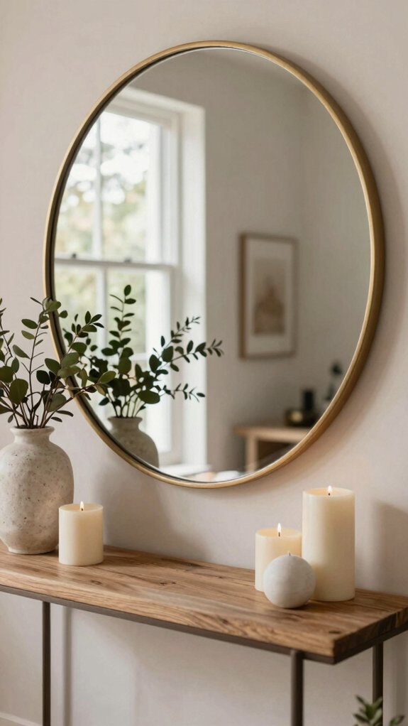oversized round entryway mirror