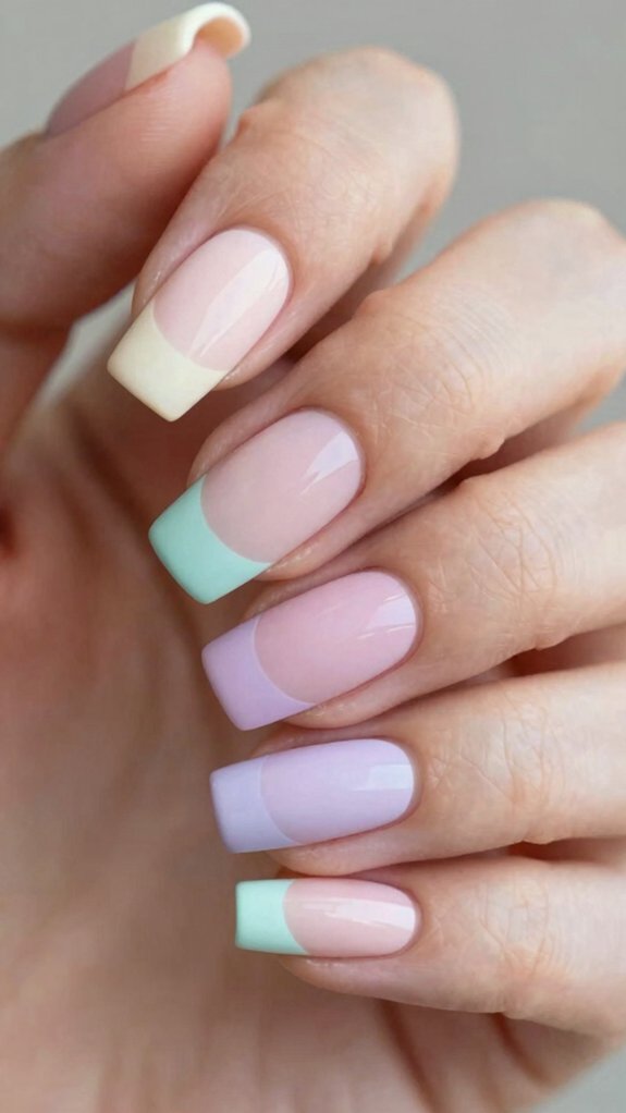 17 Short Nail Designs That Prove Less Really Is More 7 pastel vertical nail blocks