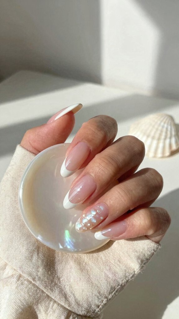 French Nail Designs That Look Elegant All Year Long 6 pearl accent french tips