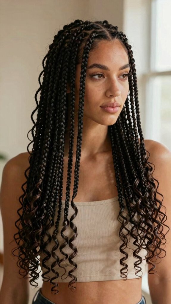 Box Braids Styles That Work for Every Hair Length 7 playful curly ends for box braids
