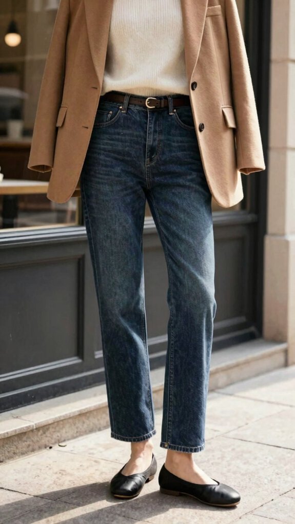 17 Outfit Ideas That Make Straight-Leg Jeans Look Expensive 11 polished ankle jean ballet flats