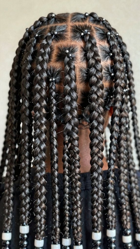 15 Box Braids Hairstyles You’ll Want to Save for Your Next Appointment 10 polished beaded box braids