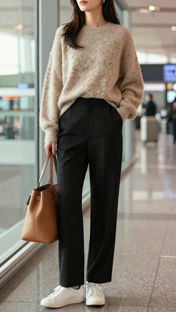 polished layered airport outfit