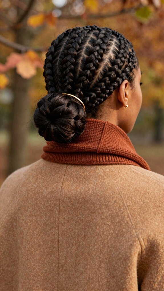 Box Braids Styles That Pair Beautifully With Fall Fashion 4 polished low braided chignon bun