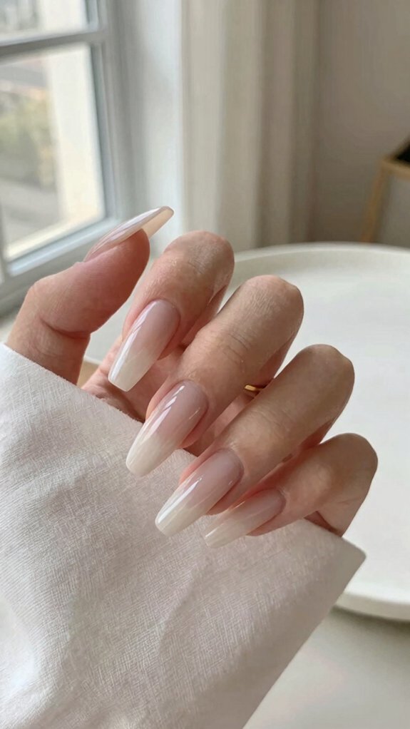 Long Acrylic Nails That Never Look Overdone 9 polished milky white coffin nails