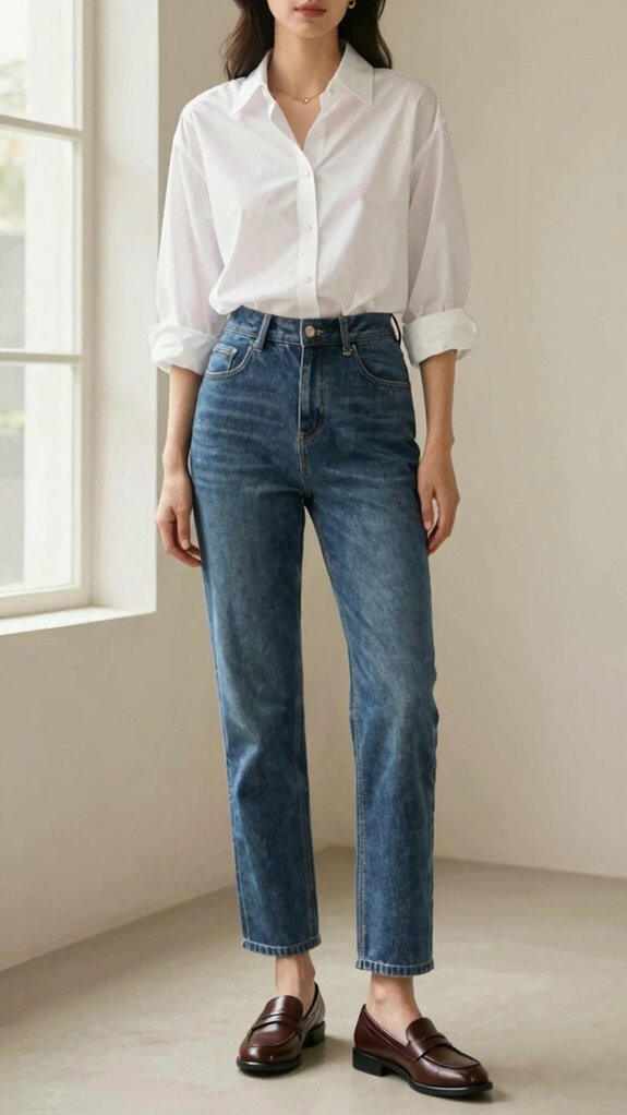 17 Outfit Ideas That Make Straight-Leg Jeans Look Expensive 1 polished straight leg denim styling