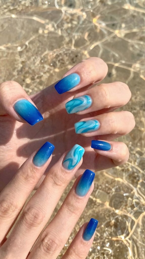 Summer Acrylic Nails That Instantly Brighten Your Look 4 poolside electric blue shimmer
