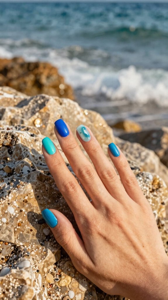 Fun Summer Nail Colors You’ll Want to Wear All Vacation Long 3 poolside energy ocean blue
