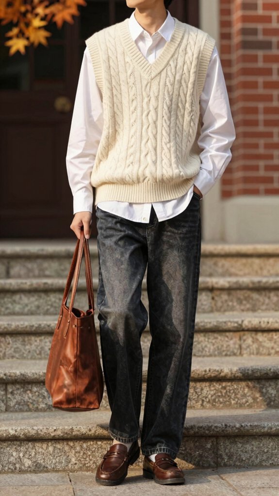 Back-to-School Outfit Ideas That Still Look Stylish After Class 3 preppy knit vest layering tips