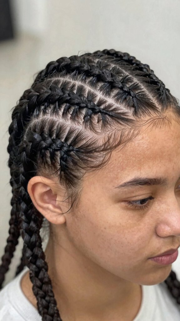 Braided Cornrow Hairstyles That Combine Style and Protection 3 protective side cornrows styling