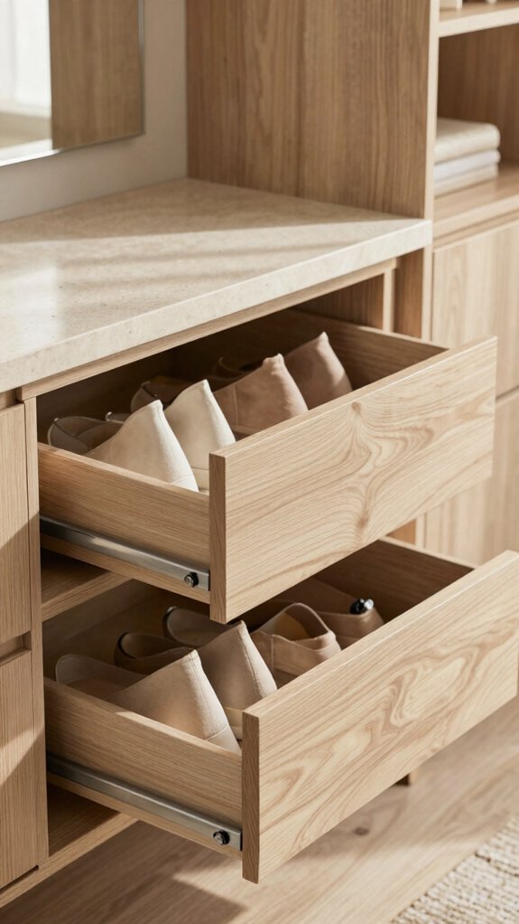 19 Small Dressing Room Design Ideas That Maximize Storage 4 pull out shoe drawer storage