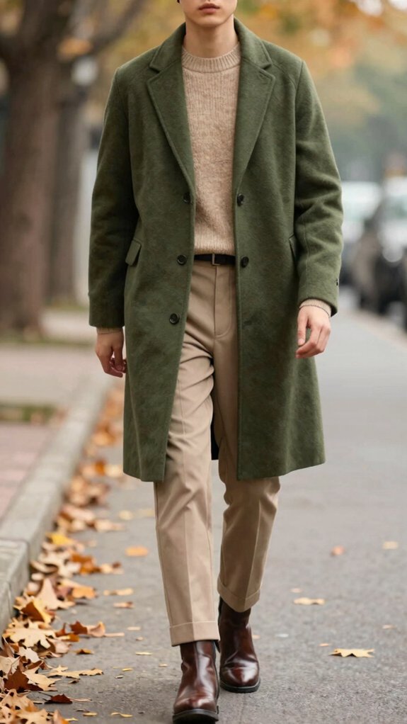quiet olive and beige styling
