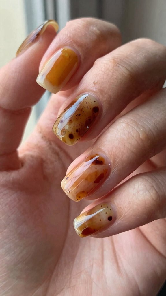 Animal Print Nail Designs That Feel Stylish Instead of Overdone 4 raised half moon tortoiseshell nails