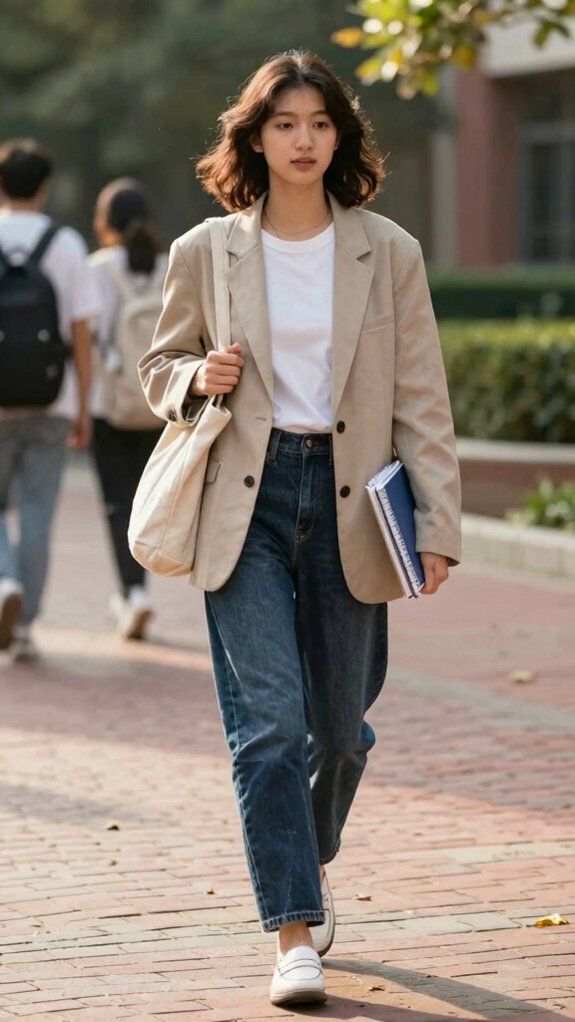 Back-to-School Outfit Ideas That Still Look Stylish After Class 1 relaxed blazer lecture to lunch style