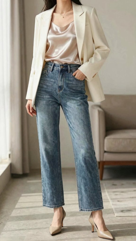 17 Outfit Ideas That Make Straight-Leg Jeans Look Expensive 8 satin camisole after dark