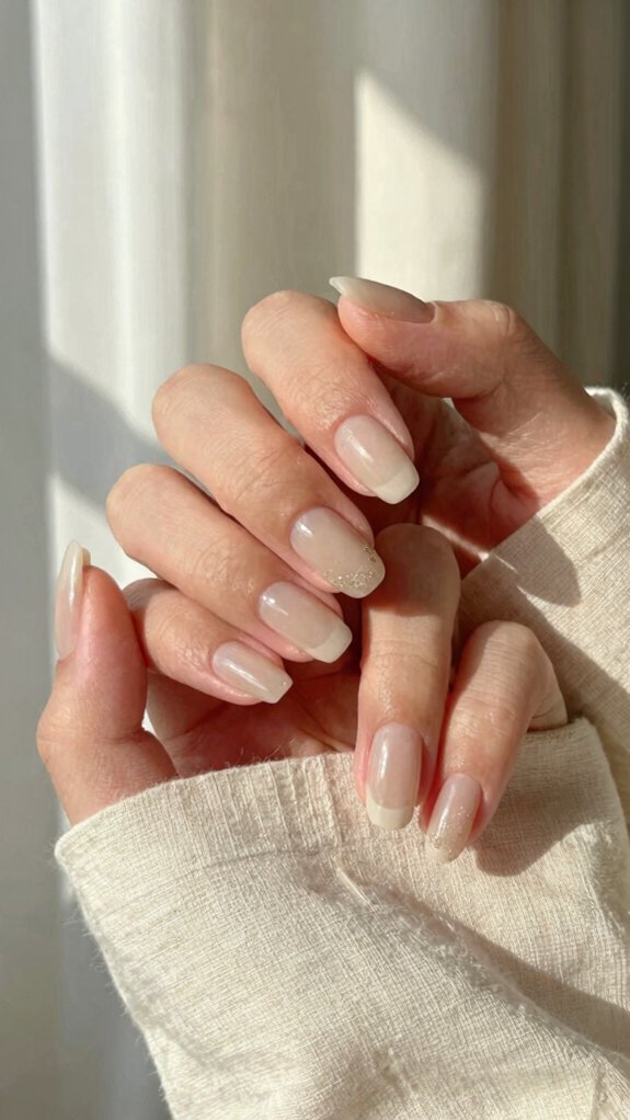 sheer nude micro french tips
