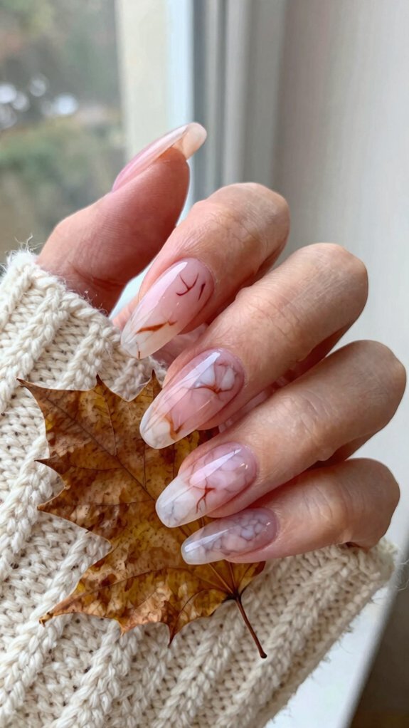 Pink Nail Designs for Fall That Go Beyond Classic Pastels 5 sheer pink cloud marble nails