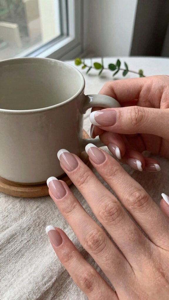 French Tip Nail Shapes That Completely Change the Final Look 5 short rounded french tip nails