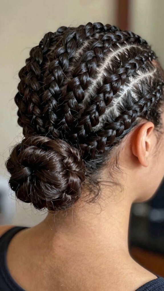 Braided Cornrow Hairstyles That Combine Style and Protection 5 sleek cornrow bun tutorial