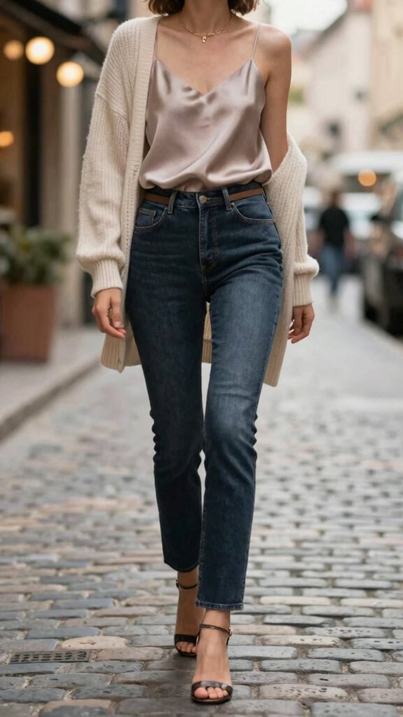 sleek jeans with satin