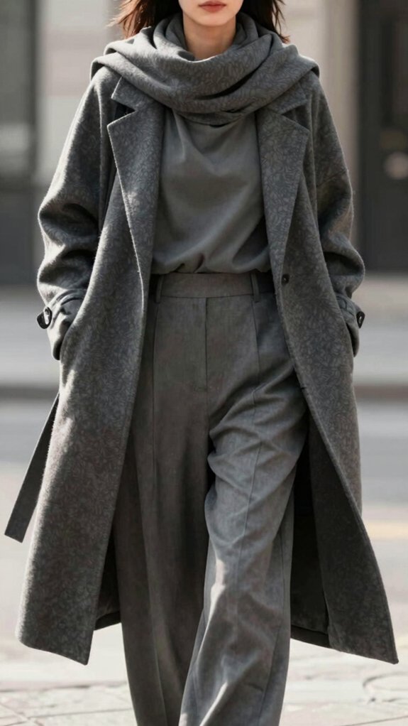 Modest Fashion Outfits That Feel Modern Instead of Plain 4 sleek monochrome textured layering