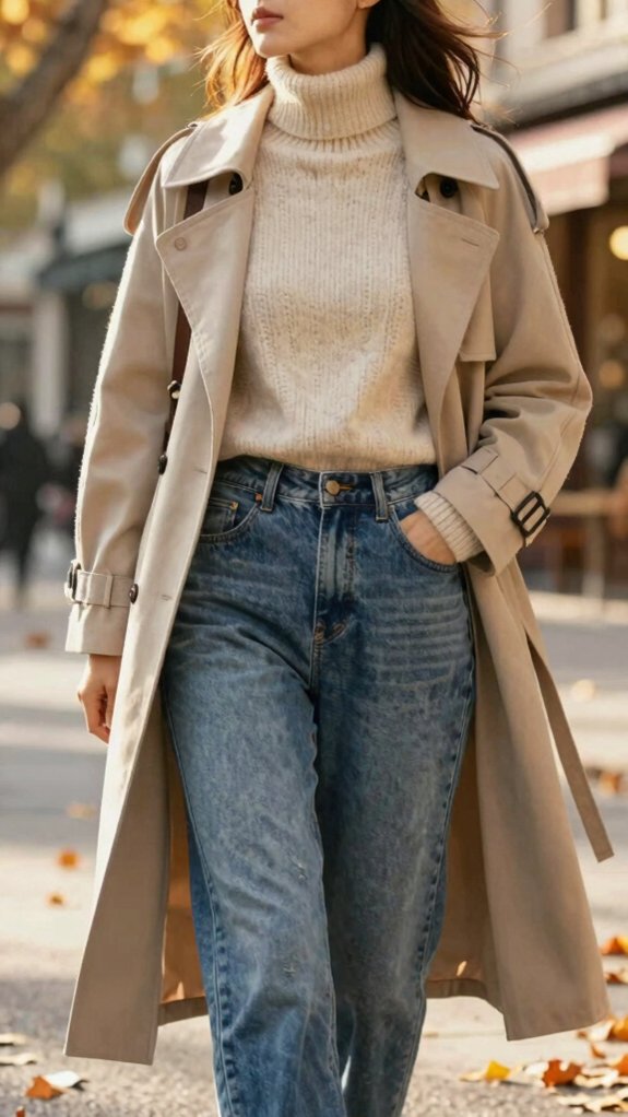 Jeans Outfit Ideas Women Can Wear All Year Long 8 sleek neutral fall layering