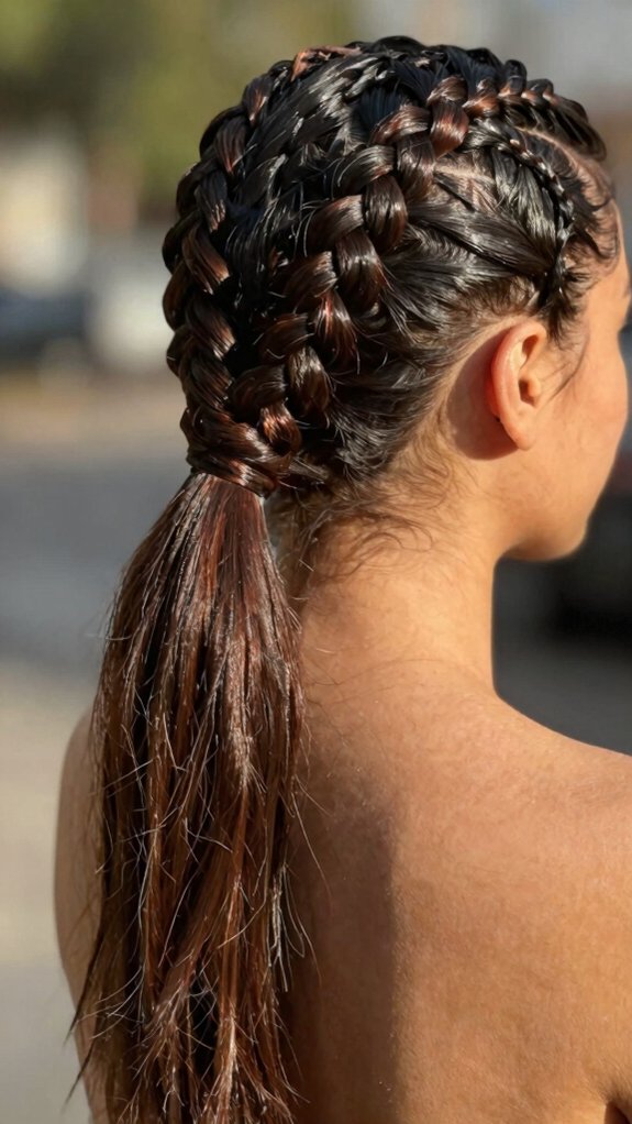 Braided Cornrow Hairstyles That Combine Style and Protection 6 sleek protected cornrow ponytail
