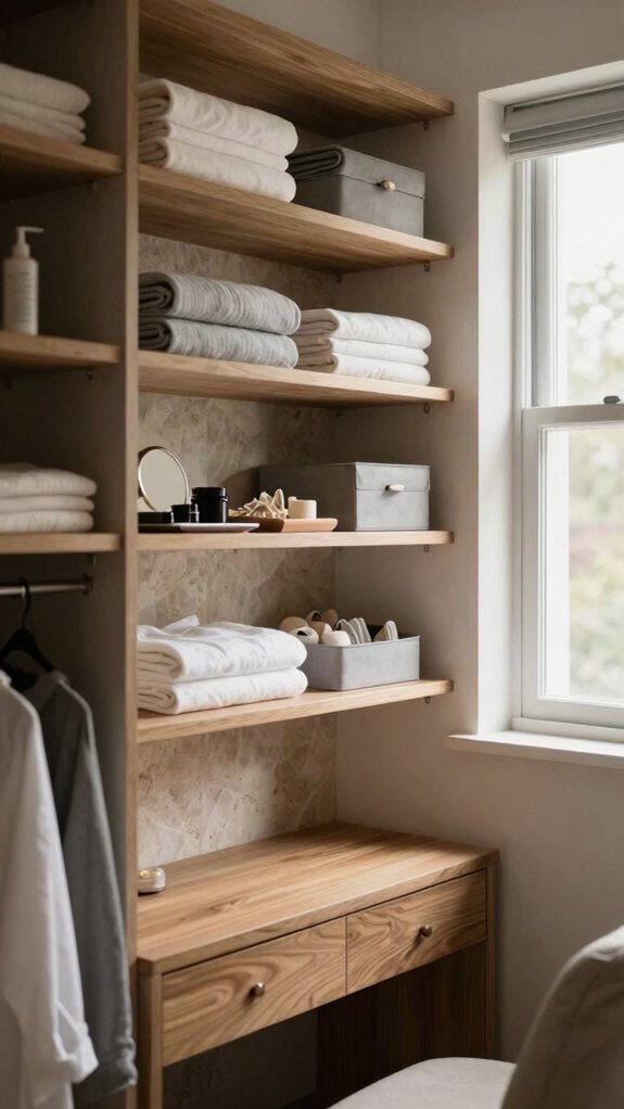 19 Small Dressing Room Design Ideas That Maximize Storage 12 slim airy open closet shelves