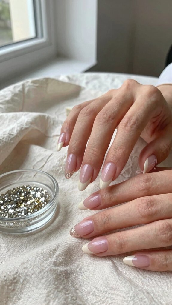 French Nail Designs That Look Elegant All Year Long 7 slim glitter french tips