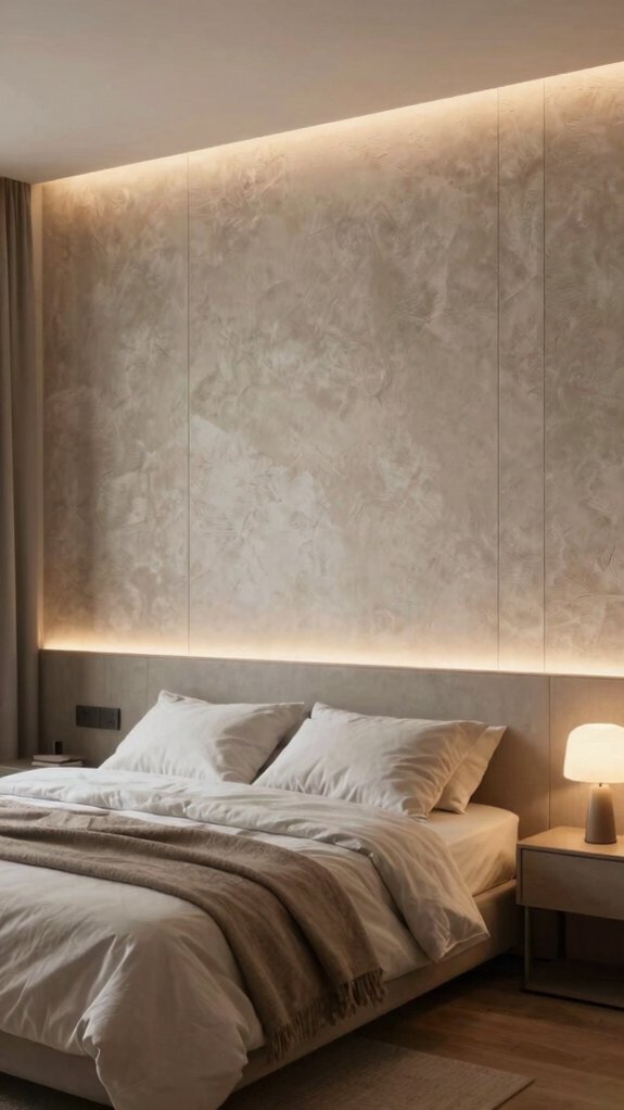 15 Modern Accent Wall Bedroom Ideas for a Cozy Retreat 7 soft cozy floating shelf glow