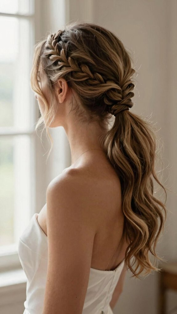12 Braided Ponytail Ideas That Work for Weddings, Work, and Weekends 8 soft loose braid low ponytail