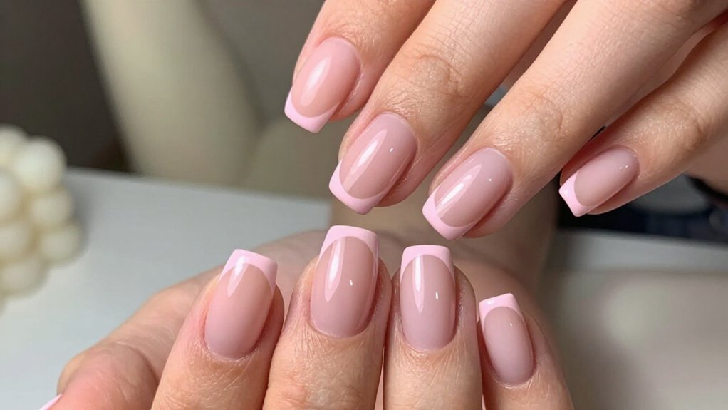 soft modern pink french tips