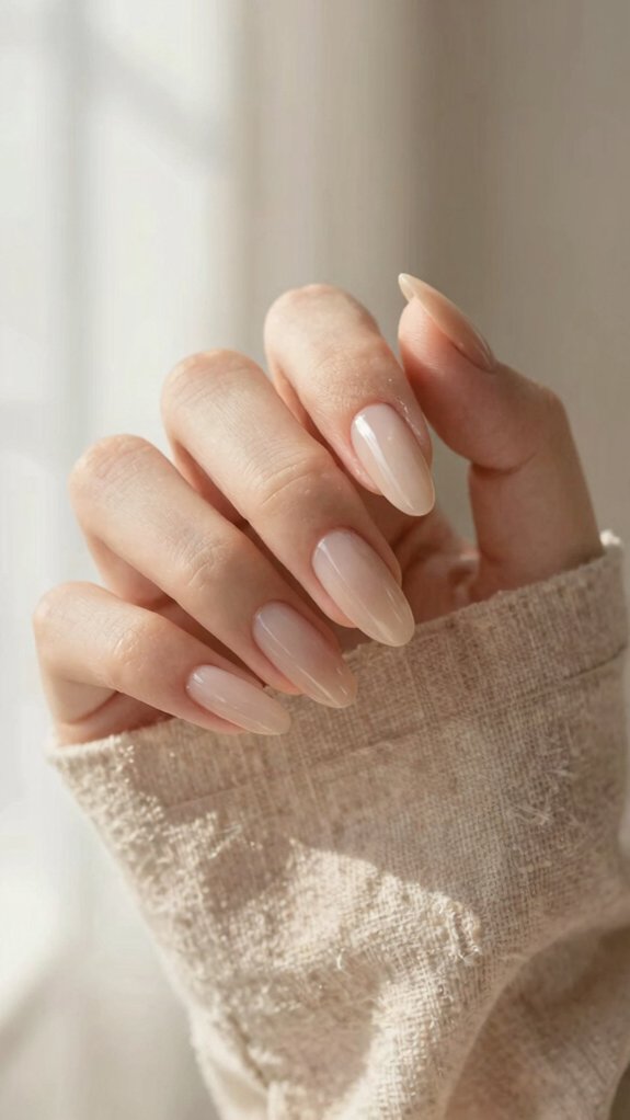 soft tapered glossy neutral nails