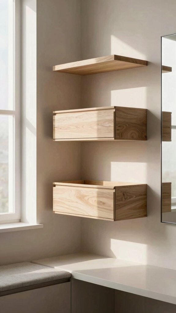 15 Modern Dressing Room Design Ideas for Every Home Size 7 space saving floating storage