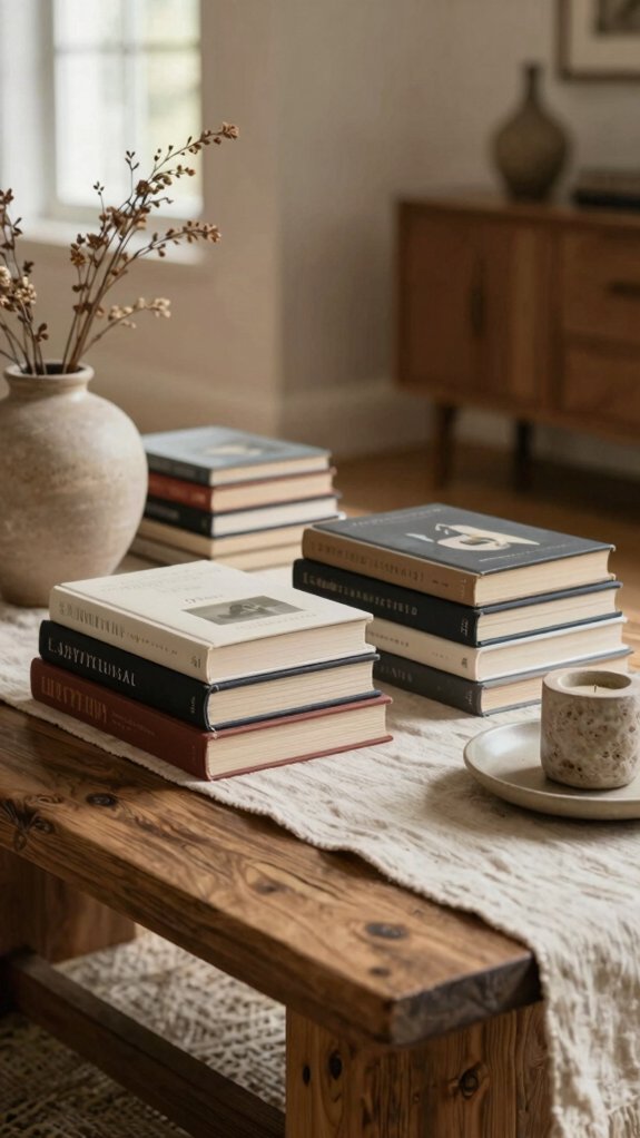 stacked entryway coffee books
