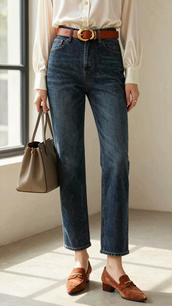 17 Outfit Ideas That Make Straight-Leg Jeans Look Expensive 15 statement belt styling for jeans