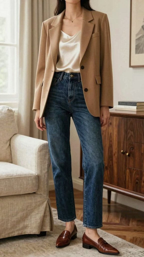 17 Outfit Ideas That Make Straight-Leg Jeans Look Expensive 3 structured cropped blazer styling
