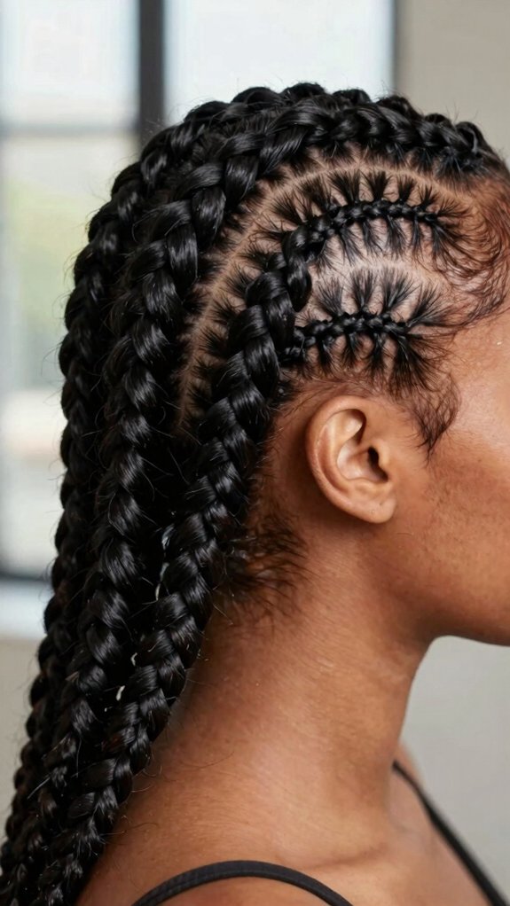 Braided Cornrow Hairstyles With Elegant Parting Designs 2 sweeping arched cornrow parting