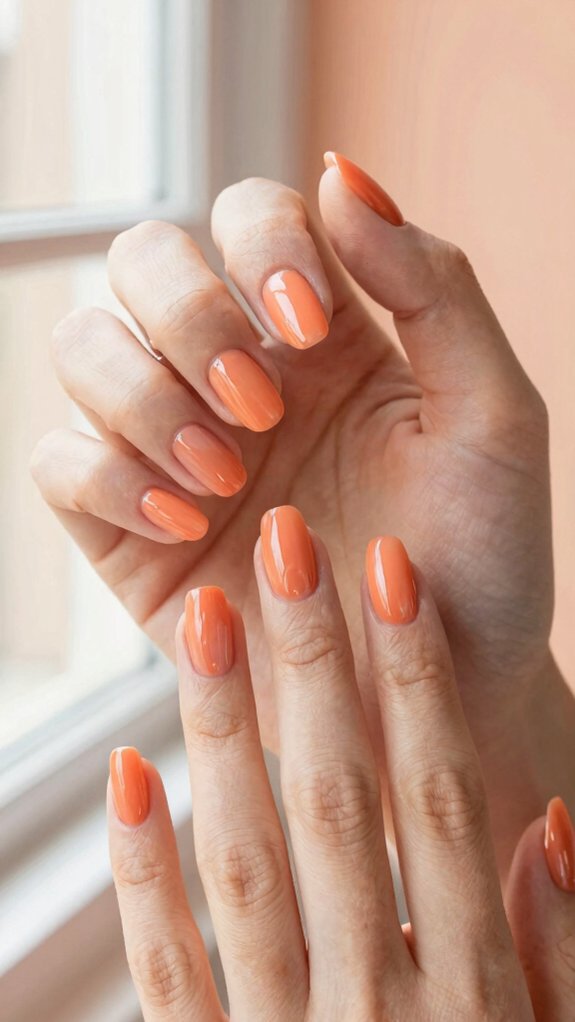 Orange Nail Designs That Add the Perfect Pop of Color 2 sweet sunny peach orange glow