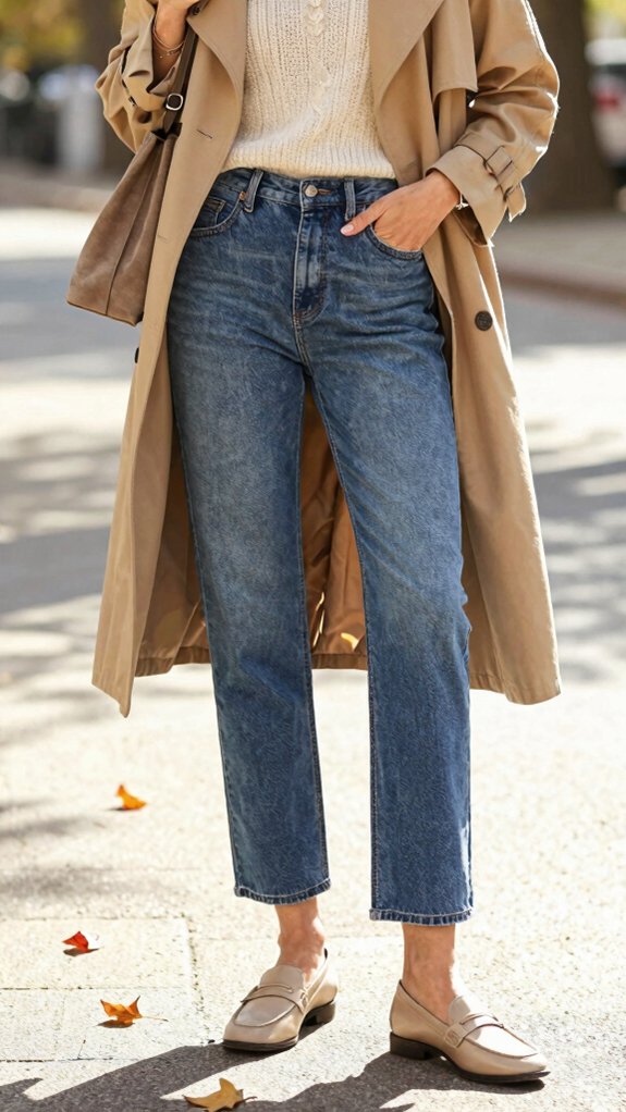 Jeans Outfits That Transition Beautifully From Summer Into Fall 8 taupe accessories for dark jeans