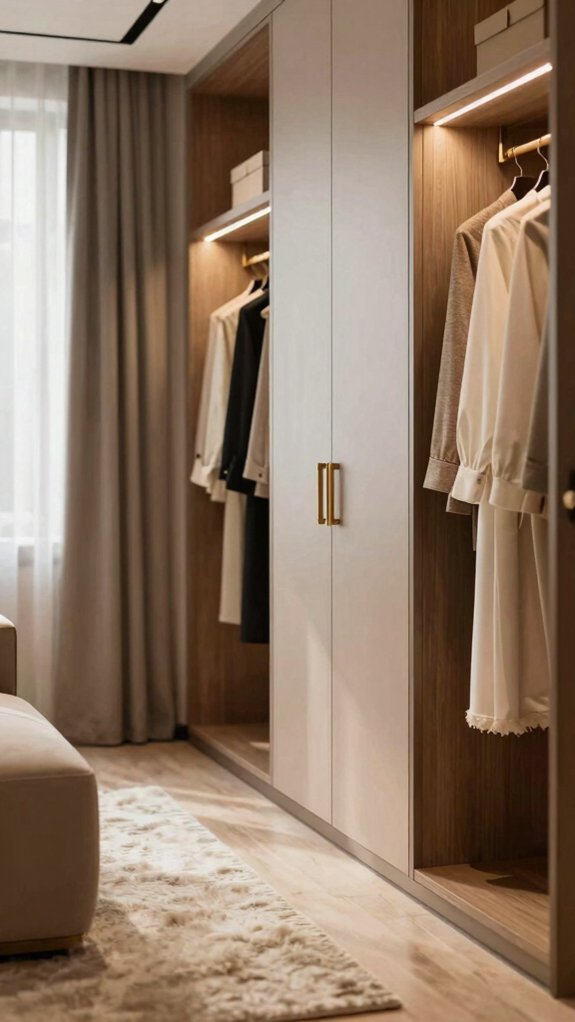 taupe glass led wardrobes