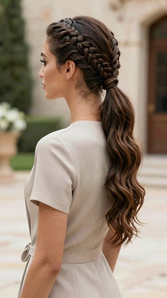 12 Braided Ponytail Ideas That Work for Weddings, Work, and Weekends 6 textured feed in ponytail braid